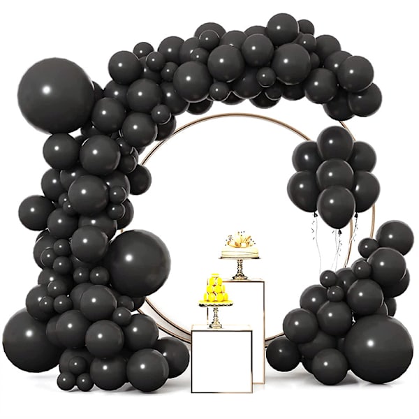 Sorte balloner, 114 stk. sorte balloner i forskellige størrelser 18 tommer 10 tommer 5 tommer pakke til ballonbue som fødselsdagspynt, bryllupsdekorationer,