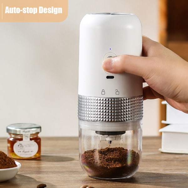 Bærbar elektrisk kaffekvern 13 W 200 ml Oppladbar via USB Justerbar innstilling Trådløs kaffekvern med rengjøringsbørste for reise Camping Kontor
