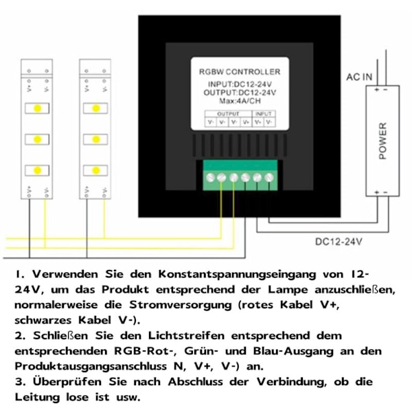 Lysdæmper, LED Lys Lys DC 12V-24V LEG Controller Vægafbryder med UNICOLORE TICTILE SPACEUR Variator