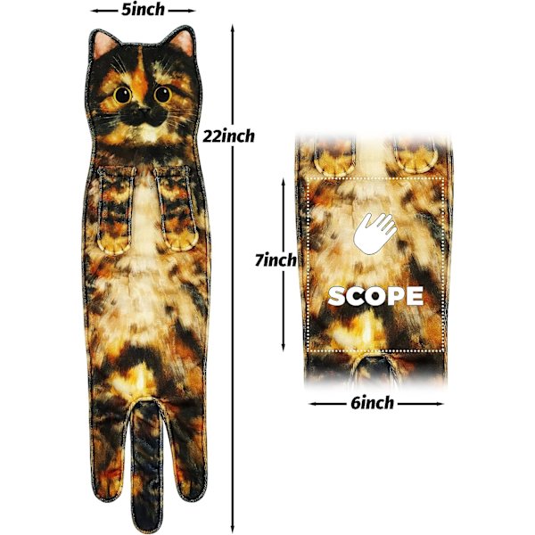Kattformad absorberande handduk (blommig katt), söta husdjurshanddukar, kök