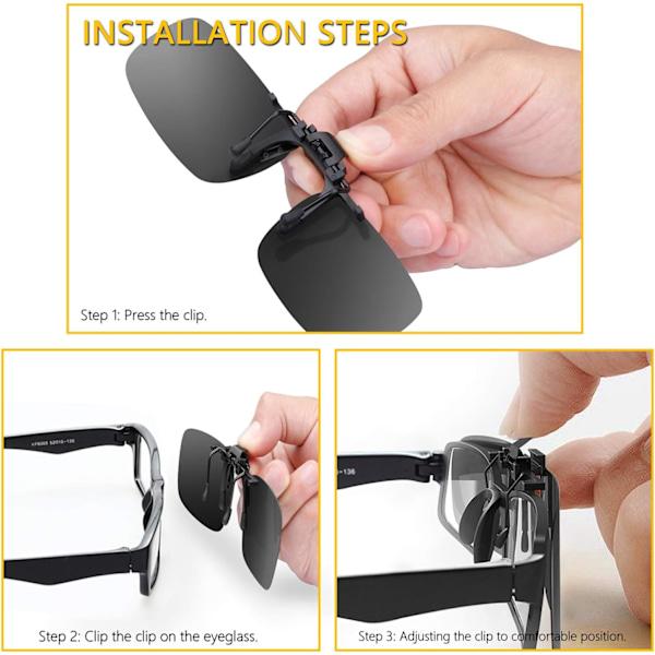 Clip-on solglasögon, [2-pack] för män/kvinnor