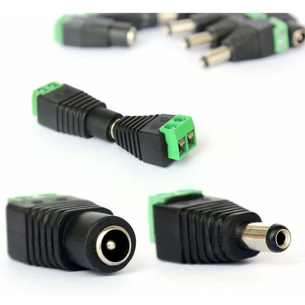 5x Han 5x Hun DC-stik til CCTV-kamera 2.1 x 5.5mm