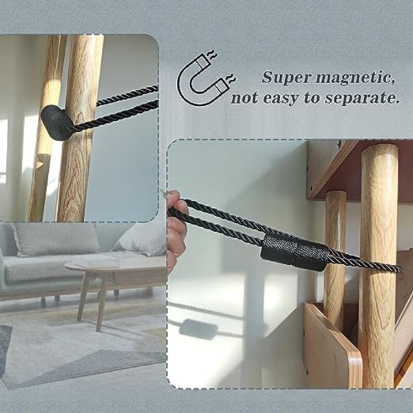 Sæt med 2 sorte magnetiske gardinholdere til hjemmet, soveværelset og kontoret