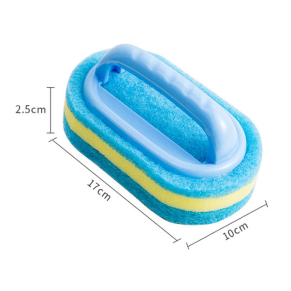 Blå 2 stk rengjøringssvampbørste husholdningsplasthåndtak baderomskarbørste flerbrukskjøkkenflis toalett rask rengjøring