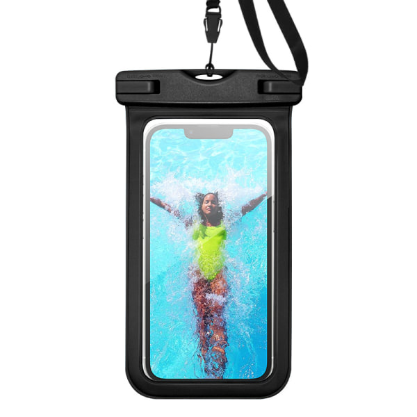 1 ST. Svart vattentät smartphone-väska, Universal IPX8 Vattentät
