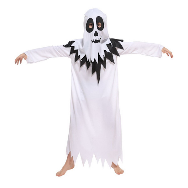 L  Barn Skummel Hvit Spøkelseskappe Halloween