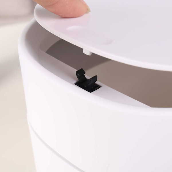Moderne Mini-søppelbøtte i plast med lokk - Avfallsbeholder for baderom, skrivebord, bordplate eller sofabord - Kast bomullsrunder, sminke