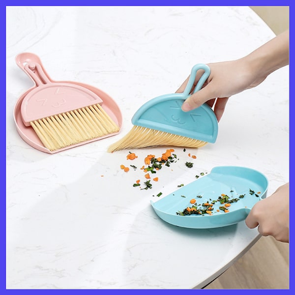 Rosa Mini Plast Støvbrett og Kost, Mini Støvbrett og Børste, Liten Kost Skrivebords Rengjøringsverktøy, Liten Kost Kost