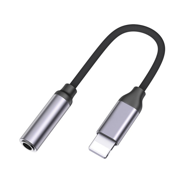 Konverter, Lightning till 3,5 mm adapter, iPhone hörlursadapter grå