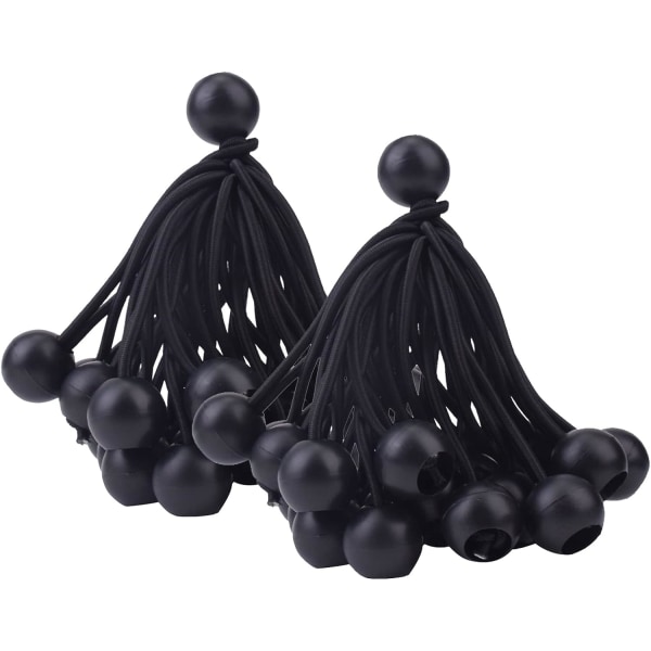 50 STK Bunge Balls svart 4-tommers, kraftig Tarp Bunge-tau, Canop