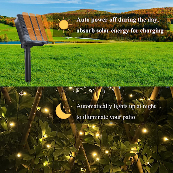 Ulkoilun aurinkokennovalosarja, 1 kpl LED-vedenpitävät aurinkokennojouluvalot puutarhapihajuhliin joulukoristeluun