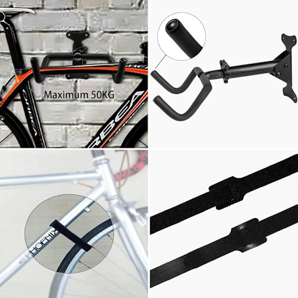 Väggstöd för svängbart garagecykelställ, vertikalt ställ för garderob, mountainbikehållare, väggcykelkrok, förvaringsstöd för vadderad vertikal