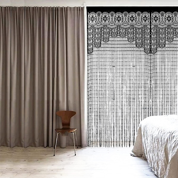 2 stk. 100x200cm snor dørgardin vinduesdekorationer rumdeler soveværelse dekorationer enkelt gardin til vindue