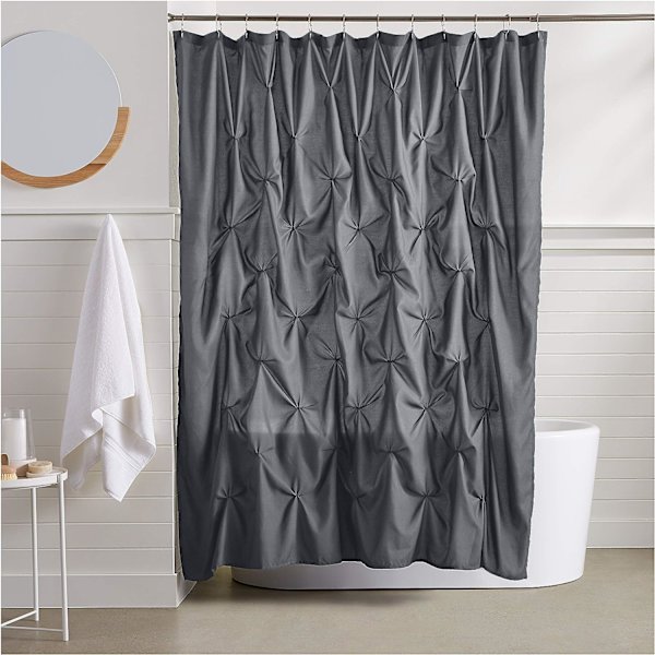 Grå-183x183cm-Våffelvävd Duschdraperi, Polyester