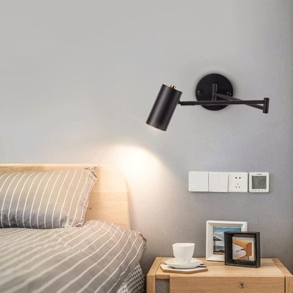 Indendørs Sengelampe, Væg Wash Lys, Minimalistisk Svingarm Justerbar Væglampe med Børstet Finish, Dæmpbar LED Belysning til Soveværelse, Gang, Stue