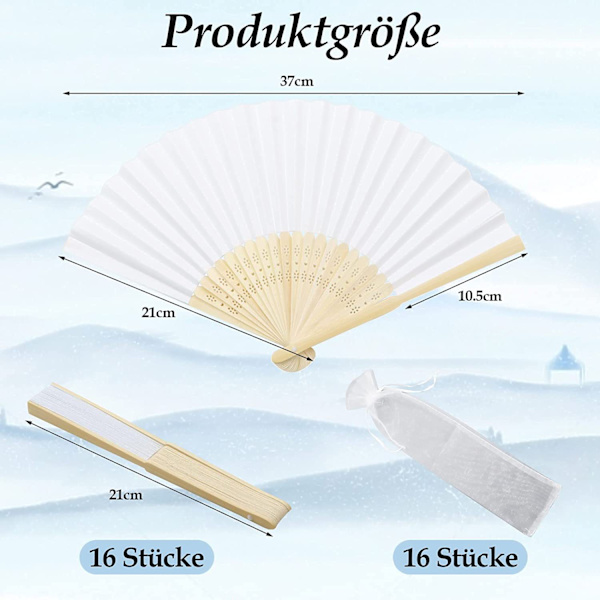 16 valkoista hääpuuhkaimen pakkaus + yksittäinen organza-pussi - Huippuluokka parhaaseen hintaan (valkoinen, 16)