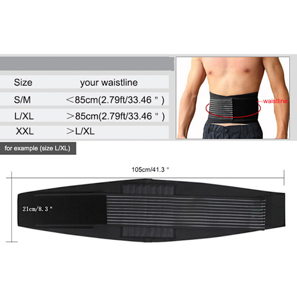 L/XL Neopren svettbälte Justerbart ländryggsstöd Neopren ryggstöd för gym Bodybuilding Yoga Fitness Viktminskning Slankningsbälte