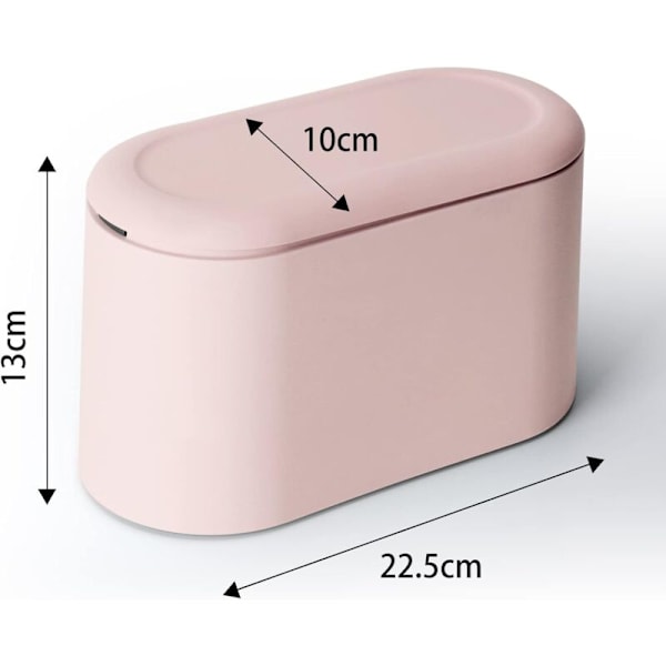 Liten soptunna för bord, mini soptunna i plast med plats för badrum, kontor, sovrum och bil, skrivbordsförvaring (rosa)