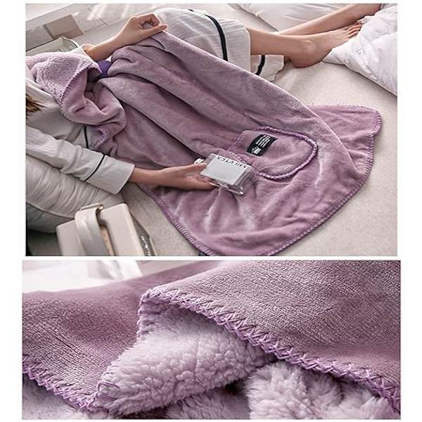 Koselig omslagsjal i ull for kvinner, pledd Pashminas tildekking vinteromslag for kvinner, varmt teppe cape omslag sjal (rosa)