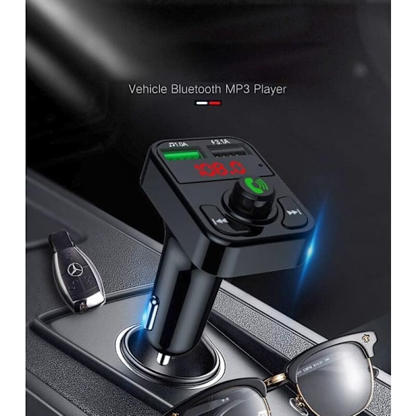 Bluetooth bil kit bil transmitter Bluetooth håndfri afspiller 3.1A hurtig opladning