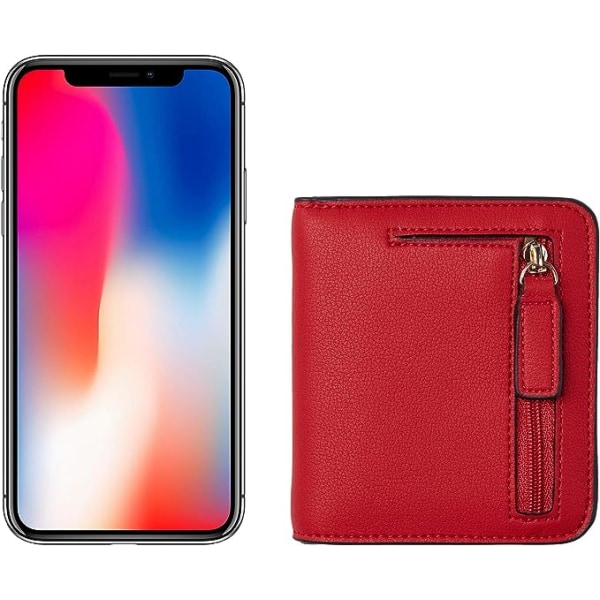 (Punainen) RFID Naisten lompakko Pieni Kompakti Bifold Lompakko Luxury Mini