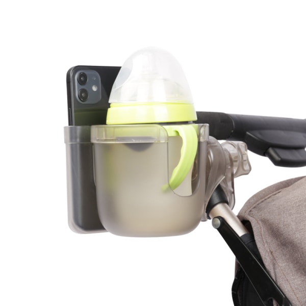 Gjennomsiktig barnevogn koppholder barnevogn universal flaske vannkoppholder to-i-ett drikkekoppholder mobiltelefonholder