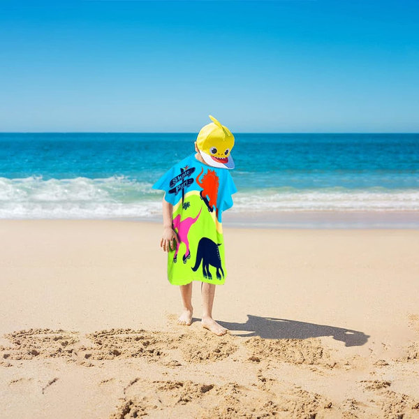 Barnbad Poncho, Barnbad Handduk（Dinosaurie）, Strandhandduk Huvhandduk, för Hembadrum, Strand, Pool