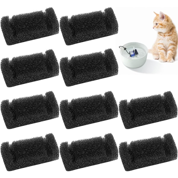 10 st kattvattenfontän skumfilter, svampfilter för kattfontän ersättning husdjur dricksfontän svampfilter för 85oz/2.5L automatisk dri