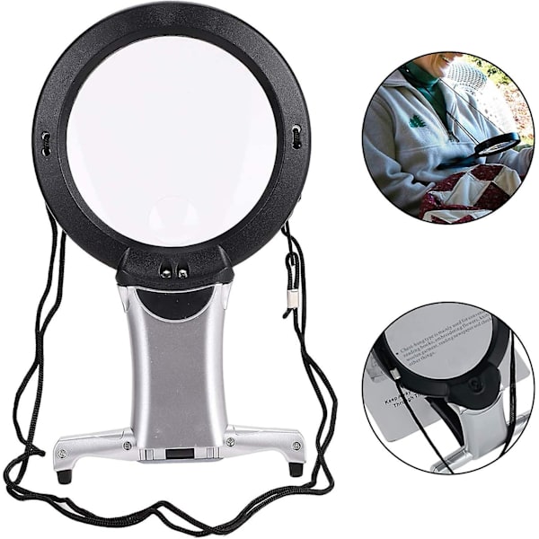 1 kpl suurennuslasi, kaula- ja pöytäsuurennuslasi 6x LED-valolla, handsfree