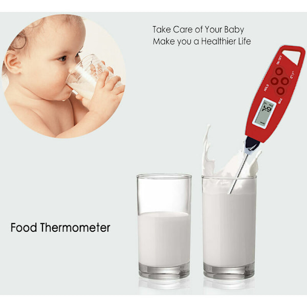 Vanntett matnåltermometer for kjøkken, vanntermometer for nøyaktig og rask temperaturmåling, termometer for grilling