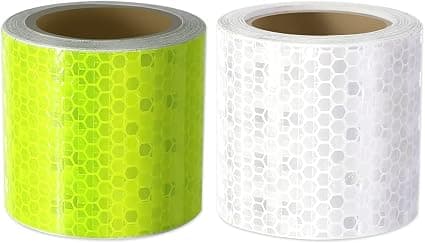 2 st 5 cm x 3 m reflextejp (gul och vit) Varningstape Reflextejp Säkerhetsmarkeringstape Självhäftande reflexdekal Cykel bil