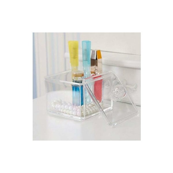 Akryl Vatrondelboks Vatrondelholder Opbevaringsboks Kosmetik makeup boks til al din kosmetik 9,2 × 9,2 × 7,2 cm Transparent 1 stk