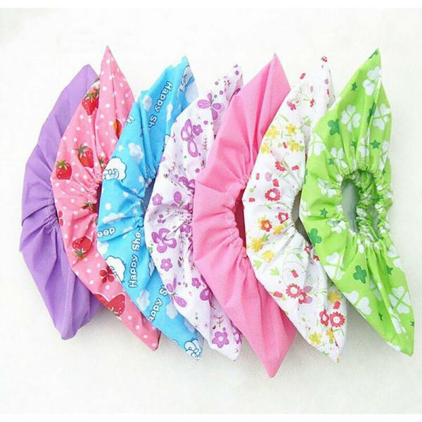 10 par Non-Woven Fabric sklisikre bakside blomstersko dekker godteri farge vaskbar gjenbrukbar pustende støvtett gulvbeskyttere sko dekker tilfeldig