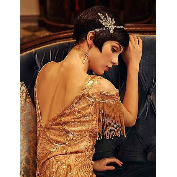 1920'er kostumetilbehør Fancy Dress Pandebånd Crystal Flapper Pandebånd Gatsby 1920'er Art Pandebånd Inspireret Bladkrone Perle