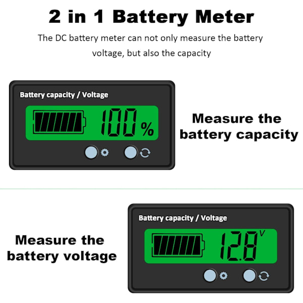 DC-batterimätare, digital batterispänningskapacitetsprocentmonitor