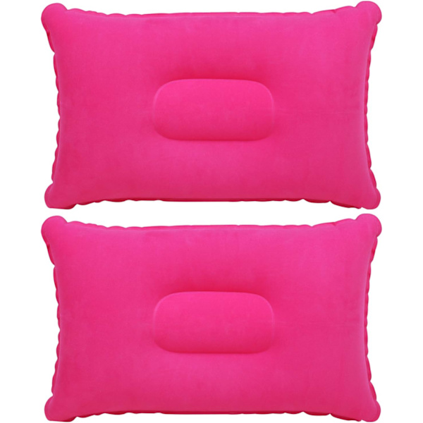 2 x Uppblåsbara kuddar (Rosa) Mjuka uppblåsbara kuddar för camping och resor