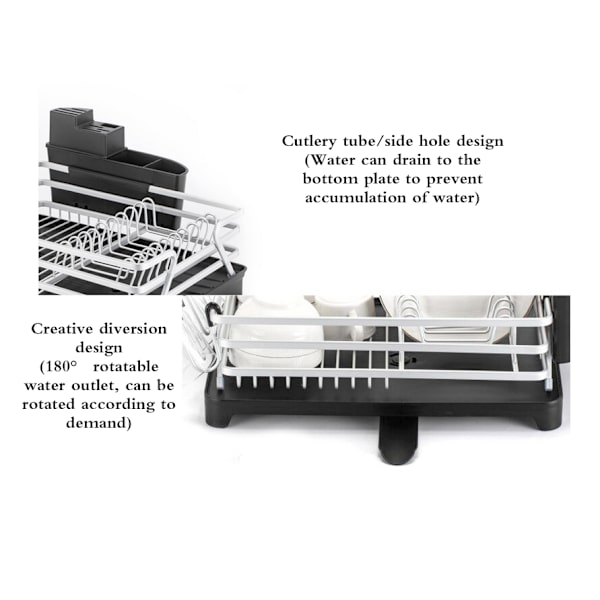 Multifunktionell automatisk avtappningsbar aluminiumdiskavrinnare med vattenutlopp (gyllene + svart chassi)