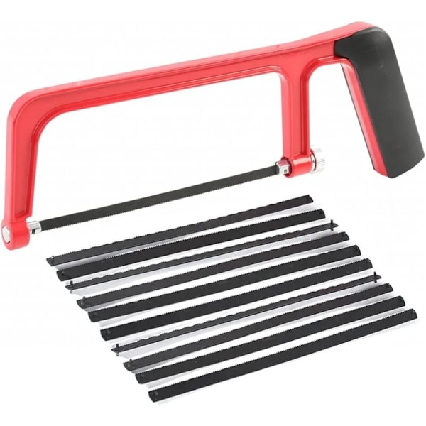 Liten metallsåg, junior metallsåg, mini metallsågar, mini handsäkerhet, portabel metallsåg, liten handsåg, med 10 utbytbara sågblad, för att skära