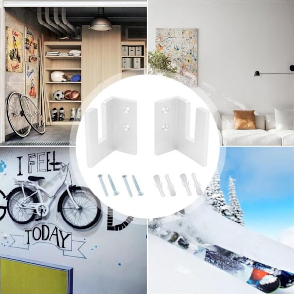 Garage skidhållare - 2 akrylskidställ - ett måste för sportentusiaster, lokal skidbutik, lämplig för sovrum, hus, butik (svart)