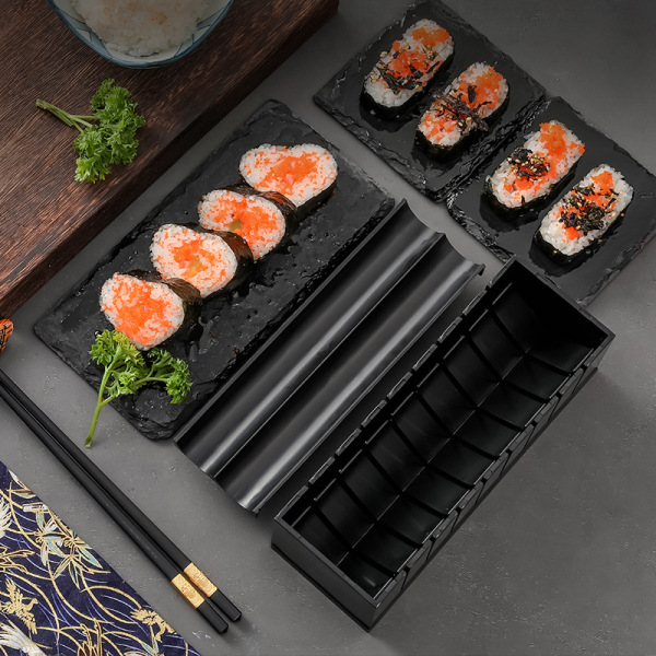Sushi Maker Kit 10 stk, DIY Sushi Making Kit Roll Sushi Maker Risrullform med Bambus Sushi Roller Matte, Hjemme Sushi Verktøysett for Nybegynnere Enkelt Su