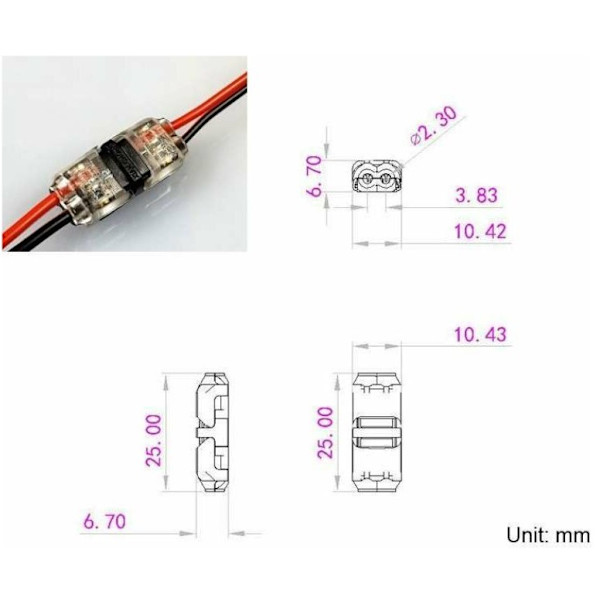 10x 2-polet LED-stik 10mm Snap On monteringsskinne elektrisk ledningsklemme hurtig lyslampe køkken hjemmemøbler badeværelse