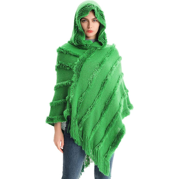 Vinterhalsduk Sjal Överdimensionerad Huva Kåpa Dam Elegant Kåpa Halsduk Pullover Lång Stickad Varm Tröja Kåpa(grön)