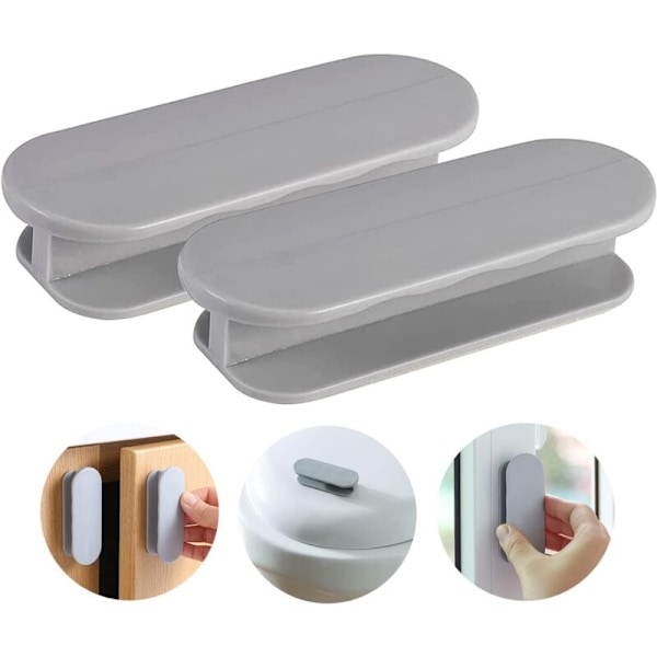 Set med 2 grå balkongdörrhandtag, dörrhandtag, självhäftande dörrhandtag, skåpshandtag, balkongdörr, exteriör