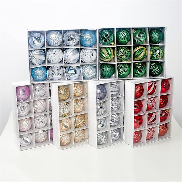 Pakke med 12 stk juletreheng Ornamenter Julepynt Gaver Dekorasjon Baller 6cm12 Boks PVC Julekuler (Farge