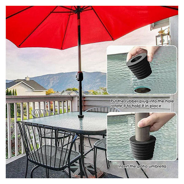 2 stk. Upap keglebase støtte, til åbning og stabilitet af terrassebordhul eller grundlæggende støtte til parasol, parasolfod, nior, 5,84,5 cm