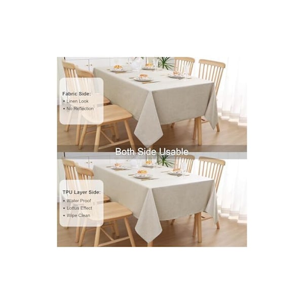 (1400 × 1000 × 5) Bordduk rektangulær lin Lin 100 x 140 cm Vanntett bordbeskyttelse Utendørs bordbeskyttelse for spisestue, hage