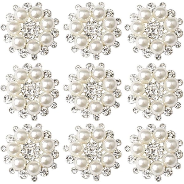 10 pieces of rhinestone pearl jewelry（3.3*3.3cm）, craft pearl flower button pearl flower jewelry, circular rhinestone artificial pearl decoration