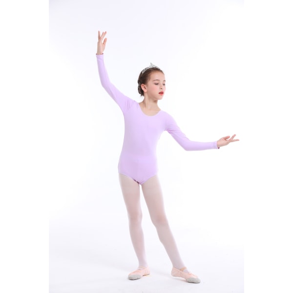 120cm Lyseblå Jenteballett Leotard Kjole Todelt Sett Leotard Bodysuit + Skjørt Gymnastikk Ballett Ballettdans Jente Lang Ermet