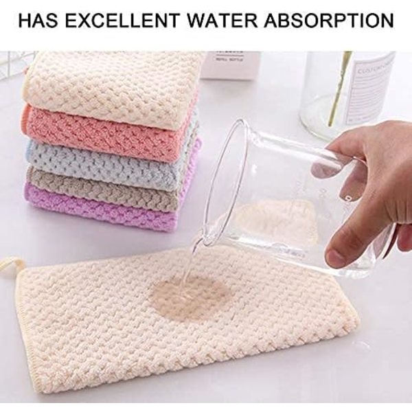 Liten handduk, handduk, 5-pack kökshandduk set, korallfleece hängande handduk, superabsorberande snabb torkning bältesögla