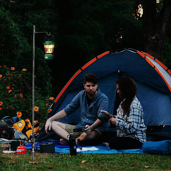 Utomhus ultralätt aluminiumlegering hopfällbar minilätt ram tre fällbar bärbar camping picknickbord fast liten ljusstolpe Röd